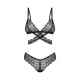 Комплект Obsessive Blomentis 2-pcs set, XL/2XL, мереживний, ліф із зав’язками на спині, трусики-сліпи