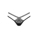 Трусики-стрінги Obsessive Blomentis thong, M/L, чорні, мереживні, боковинки — подвійні смужки