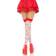 Панчохи Leg Avenue Polka Dot Mushroom Thigh Highs, One Size, біло-червоні, на резинці, малюнок — гриби