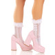 Шкарпетки ажурні Leg Avenue Mini Bow Lace Anklet, білі, з рюшами, декор — бантики