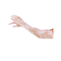 Рукавички Leg Avenue Lace Opera Length Gloves, One Size, білі, вище ліктя, сітка з квітковим візерунком