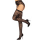 Комплект Leg Avenue Lace thigh highs & garterbelt, One Size, чорний, панчохи та пояс з пажами