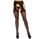 Стрип-колготки Leg Avenue Eyelet lace suspender hose, One Size, чорні, ажурні, з відкритим доступом