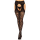 Стрип-колготки Leg Avenue Eyelet lace suspender hose, One Size, чорні, ажурні, з відкритим доступом
