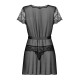 Пеньюар Obsessive Alluria peignoir & thong, L/XL, прозорий, з мереживом, пояс, трусики в комплекті