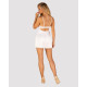 Сорочка Obsessive Amor Blanco underwire chemise & thong, S/M, біла, мереживний ліф, стрінги в наборі