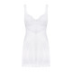 Сорочка Obsessive Amor Blanco underwire chemise & thong, S/M, біла, мереживний ліф, стрінги в наборі