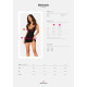 Сорочка Obsessive Bellastia chemise & thong, непрозора, фігурне декольте, стрінги в наборі
