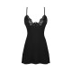 Сорочка Obsessive Bellastia chemise & thong, XL/2XL, непрозора, фігурне декольте, стрінги в наборі