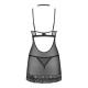 Сорочка Obsessive Donarella chemise & thong, мереживний ліф, чокер та стрінги в комплекті