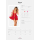 Бебі-дол Obsessive Elianes babydoll & thong, XS/S, червоний, мереживний ліф, трусики-танга в наборі