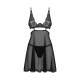 Бебі-дол Obsessive Nutris babydoll & thong, M/L, імітація ліфа та спіднички, стрінги в комплекті