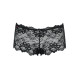 Трусики-шортики Obsessive Idillia shorties, L/XL, чорні, мереживні, з низькою посадкою