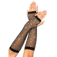 Мітенки зі стразами Leg Avenue Rhinestone Fishnet Arm Warmers Black, One Size