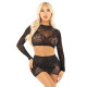 Блискучий комплект кроп-топ і спідниця Leg Avenue Rhinestone One Size, Black, довгий рукав