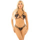 Комплект з перлинною ниткою Leg Avenue Open Cup Bra and Pearl String One Size, Black