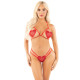Комплект з перлинною ниткою Leg Avenue Open Cup Bra and Pearl String One Size, Red