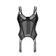 Корсет Obsessive Arrowel Black corset S/M, з підв’язками для панчіх