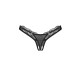 Трусики-стрінги з мереживом Obsessive Arrowel Black crotchless thong 2XL/3XL
