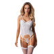Корсет Obsessive Arrowel White corset S/M, з підв’язками для панчіх