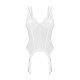 Корсет Obsessive Arrowel White corset 2XL/3XL, з підв’язками для панчіх