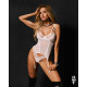 Трусики-стрінги з мереживом Obsessive Arrowel White crotchless thong 2XL/3XL