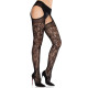 Колготки Leg Avenue Cross Hatch Floral Lace Suspender Hose One Size