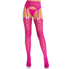 Колготки-панчохи Leg Avenue Heart Garterbelt Stockings One Size Magenta