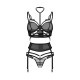 Комплект Obsessive Premisis Black 3-pcs crotchless set L/XL