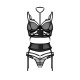 Комплект Obsessive Premisis Black 3-pcs crotchless set 2XL/3X
